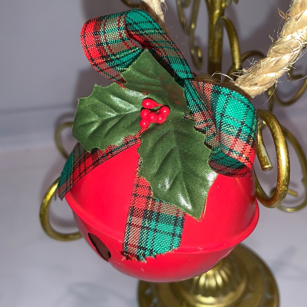 Antique Christmas ivy bell with ribbon